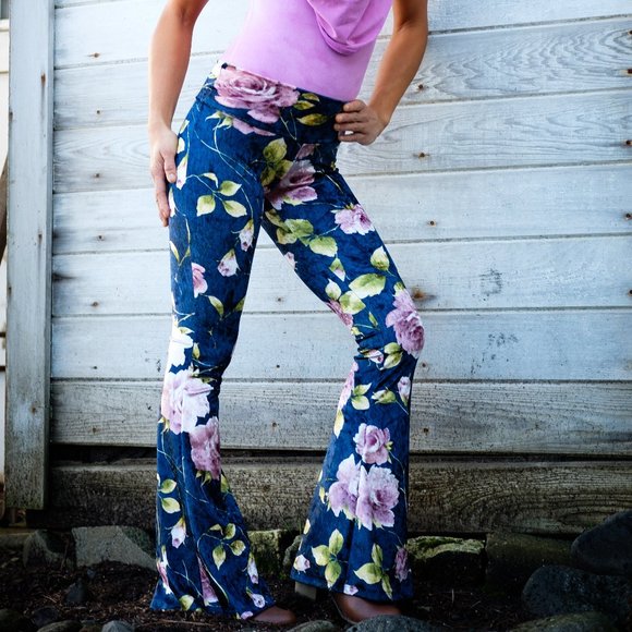 Floral Boot Cut & Flare Pants - Picture 1 of 8